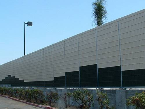 PVC sound barrier around a commercial big-box store.